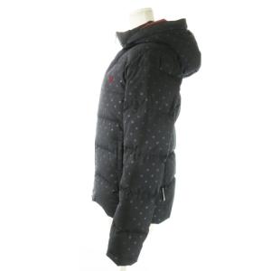 FRED PERRY ダウンジャケット ダブルジップ フーディー ドット ロゴ刺繍 M 紺 ネイビー /AO20 GY18