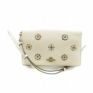 ショルダーウォレット 長財布 レザー ロゴ 花 スタッズ アイボリー 73569 GY18 /MQ