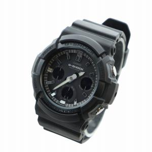 CASIO G-SHOCK 腕時計 ウォッチ ソーラー 黒文字盤 アナデジ ロゴ デイト カレンダー付き 黒 ブラック GAW-100B