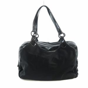 Agnes b. VOYAGE トートバッグ ハンド ナイロン エナメル ロゴ 黒 ブラック GY11 /MQ