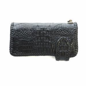 HARLEY DAVIDSON 長財布 クロコ レザー スカル ブラック