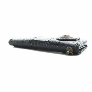 HARLEY DAVIDSON 長財布 クロコ レザー スカル ブラック