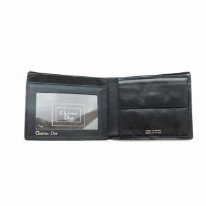 Christian Dior 二つ折り財布 ウォレット レザー ロゴ 黒 ブラック GY18 /MQ OH