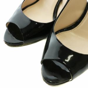 PRADA パンプス エナメル レザー オープントゥ ハイヒール ストラップ 37 24cm 黒 ブラック /XZ
