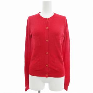 カーディガン リブニット切替 クルーネック フロントポケット ハイゲージ 赤 レッド AA GY18 /OU