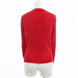 PRADA カーディガン リブニット切替 クルーネック フロントポケット ハイゲージ 赤 レッド AA GY18 /OU