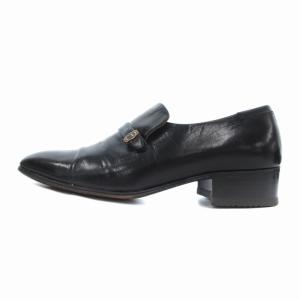 Christian Dior ビジネスシューズ レザー スクエアトゥ ロゴ 38 24.5cm 黒 ブラック /FT GY11