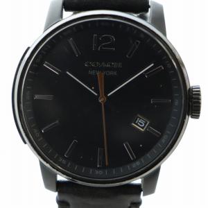 腕時計 ウォッチ クォーツ カレンダー付き 黒文字盤 レザーベルト ロゴ 黒 ブラック CA.17.2.34.0912