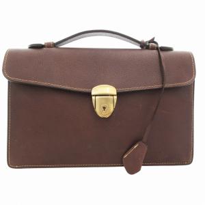 ハンドバッグ クラッチ セカンド 鍵付き ロゴ レザー 茶 ブラウン /GV GY11