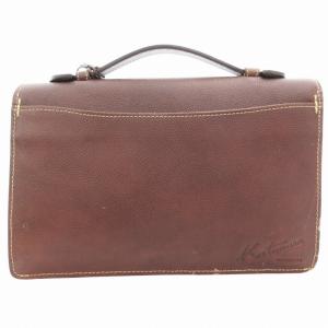 Kitamura ハンドバッグ クラッチ セカンド 鍵付き ロゴ レザー 茶 ブラウン /GV GY11
