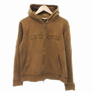 SH608E ジップアップパーカー フード ロゴ エンボス加工 M 茶 ブラウン /JS GY18