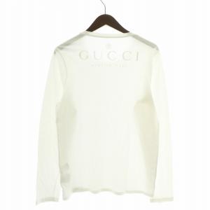 GUCCI Tシャツ カットソー ロンT 長袖 クルーネック ロゴ バックプリント 白 ホワイト 232656 X3469