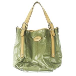 トートバッグ コーティングキャンバス レザー 革 ロゴ 緑 カーキ /CK12 GY18