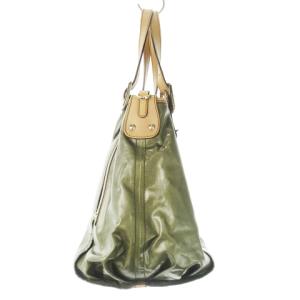TOD'S トートバッグ コーティングキャンバス レザー 革 ロゴ 緑 カーキ /CK12 GY18