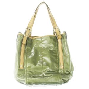 TOD'S トートバッグ コーティングキャンバス レザー 革 ロゴ 緑 カーキ /CK12 GY18