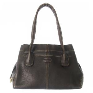 ハンドバッグ レザー 革 シボ革 ステッチ ロゴ バッグモチーフチャーム 焦げ茶 ダークブラウン /CK13