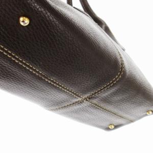 TOD'S ハンドバッグ レザー 革 シボ革 ステッチ ロゴ バッグモチーフチャーム 焦げ茶 ダークブラウン /CK13