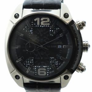 腕時計 ウォッチ クォーツ カレンダー付き 黒文字盤 クロノグラフ 黒 ブラック DZ-4372 GY18