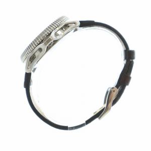 DIESEL 腕時計 ウォッチ クォーツ カレンダー付き 黒文字盤 ラウンド レザーベルト シルバー色 DZ-1716