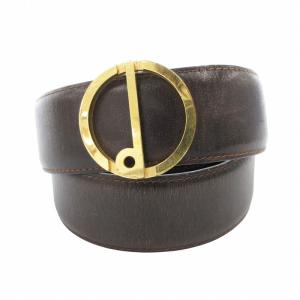 ベルト ロゴ バックル レザー こげ茶 ダークブラウン /HO GY11