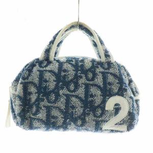 トロッター ミニ ハンド バッグ パイル ブルー ホワイト