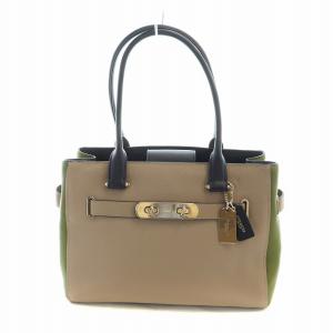 スワッガー トートバッグ ハンド レザー シボ革 ロゴ ベージュ カーキ 36514 GY18 /MQ