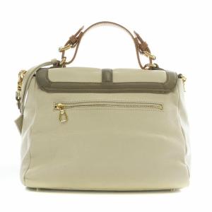 TORY BURCH ハンドバッグ ショルダー ２WAY レザー ロゴ ゴールド金具 アイボリー グレー /XZ GY11