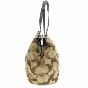 COACH F13533 トートバッグ キャンバス レザー シグネチャー ロゴ ベージュ 茶 ブラウン GY18 /TZ