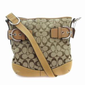 ショルダーバッグ クロスボディ シグネチャー キャンバス レザー 茶 ブラウン F03574 /AE GY18