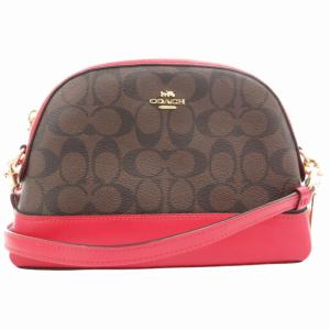 F76674 シグネチャー ショルダーバッグ 斜め掛け クロスボディ ロゴ PVC レザー 茶 ブラウン