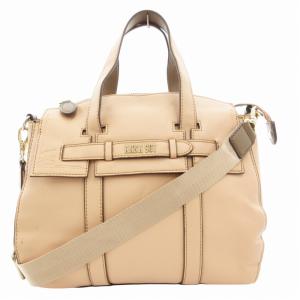 ハンドバッグ ショルダー 2WAY 斜め掛け ショルダーストラップ付 ロゴ レザー ベージュ /GV GY18