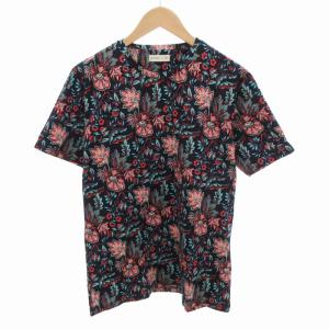 Tシャツ 花柄 半袖 L 紺 赤 ネイビー レッド /HO GY18