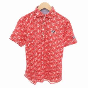 タグ付き ポロシャツ ロゴ 総柄 半袖 4 赤 レッド /HO GY18