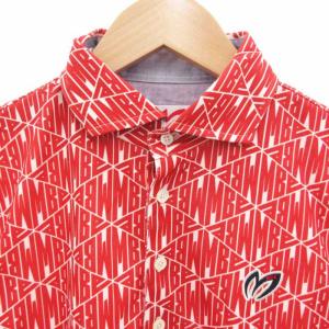 MASTER BUNNY タグ付き ポロシャツ ロゴ 総柄 半袖 4 赤 レッド /HO GY18
