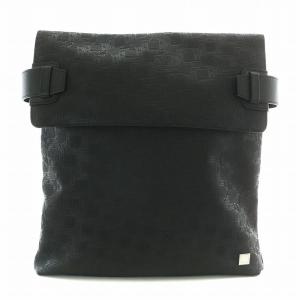 ショルダーバッグ メッセンジャーバッグ PVC レザー ディーエイト柄 総柄 黒 ブラック /XZ GY18