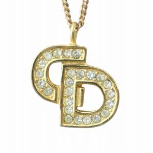 ネックレス アクセサリー ペンダント ロゴ ラインストーン ゴールド色 GY11 /MQ OH