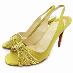 サンダル シューズ ハイヒール オープントゥ ビジュー 35.5 22.5?p 黄 イエロー /AE GY18