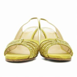 Christian Louboutin サンダル シューズ ハイヒール オープントゥ ビジュー 35.5 22.5?p 黄 イエロー /AE GY18