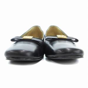 YVES SAINT LAURENT ローヒールパンプス シューズ チャンキーヒール ビジュー レザー 36.5 23.5?p 黒 ブラック