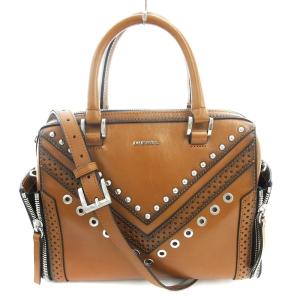 ハンドバッグ ショルダー 2way スタッズ レザー 茶 ブラウン /AE GY18