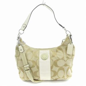 ハンドバック ショルダー 2WAY シグネチャー キャンバス レザー ベージュ F19281 /AE GY18