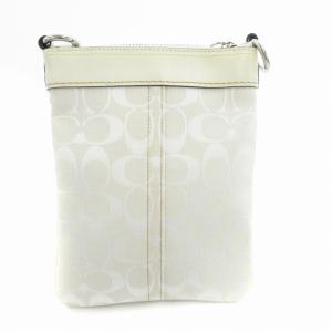 COACH 美品 ショルダーバッグ ポシェット シグネチャー キャンバス レザー アイボリー 6442 /AE GY18