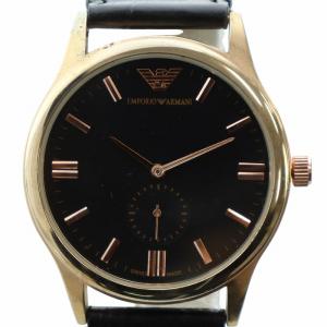 腕時計 ウォッチ クォーツ スモセコ 黒文字盤 ロゴ レザーベルト ゴールド色 3202 GY11 /MQ