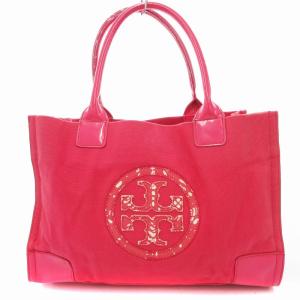 トートバッグ エナメルハンドル キャンバス ロゴ ピンク /JS GY11