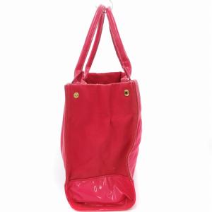 TORY BURCH トートバッグ エナメルハンドル キャンバス ロゴ ピンク /JS GY11