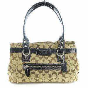 ハンドバッグ シグネチャー キャンバス レザー 茶 ブラウン F14696 /AE GY18