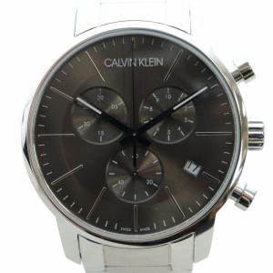 腕時計 ウォッチ クロノグラフ カレンダー付き ロゴ グレー文字盤 シルバー色 K2G 271 GY18