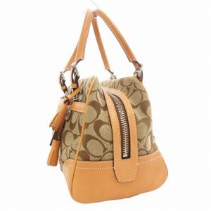 COACH F08K05 シグネチャー ハンドバッグ ミニボストン 肩掛け キャンバス レザー 茶 ブラウン /GV