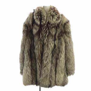 銀サガ 毛皮コート フォックスファー 総裏地 長袖 ミドル ネーム刺繍入り F 茶 ブラウン GY18