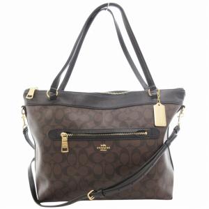 F58286 シグネチャー ハンドバッグ トート ショルダー 2WAY 斜め掛け ロゴ PVC レザー